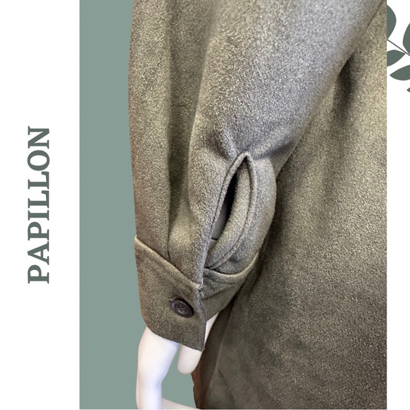 Papillon Shirt Dress Long Sleeve Button Front Faux Suede Microfiber Green Sz XS - Picture 7 of 8